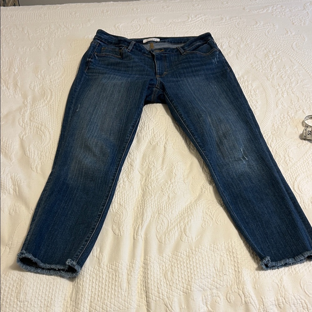 LOFT  Blue Ankle Jeans with frayed hem